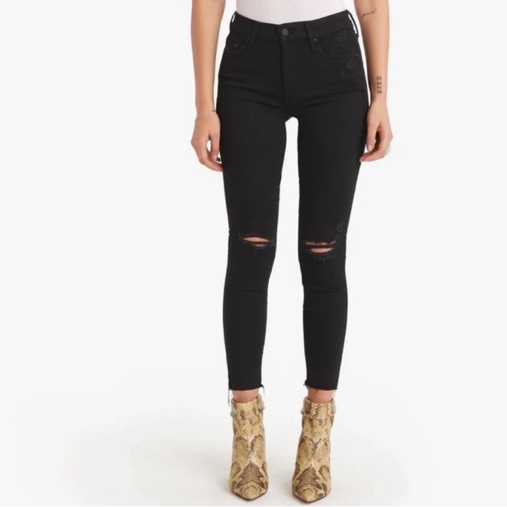 Mother Women’s Jeans The Looker Ankle Fray in Black Size 27